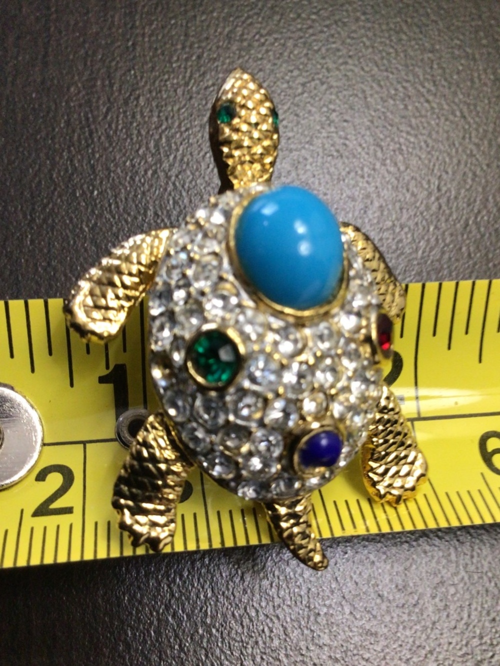 Vintage Sphinx “Jewels Of India” Turtle Brooch Pin With Multicolor Cabochons - Picture 11 of 13